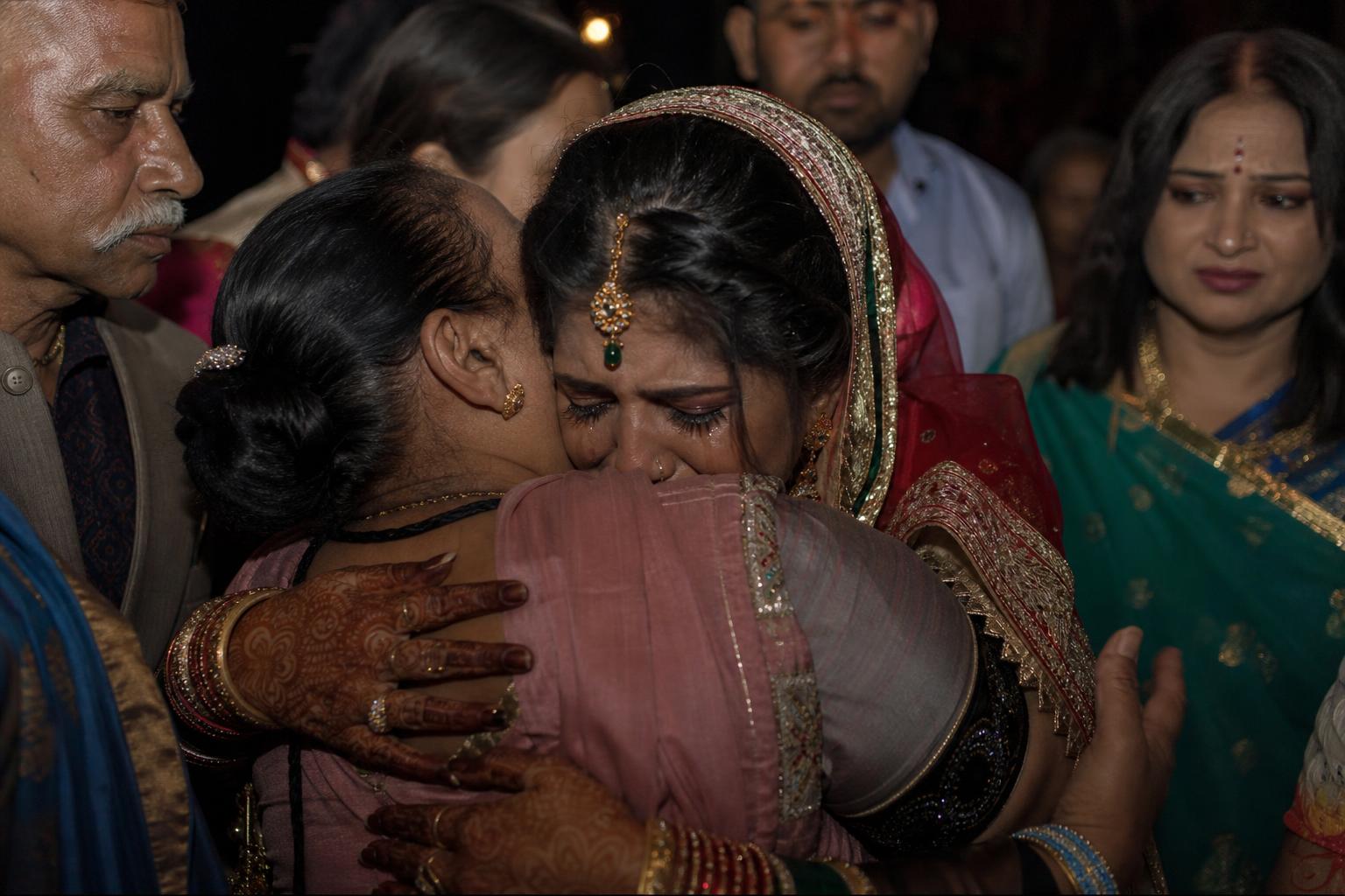 Emotional candid moment during wedding rituals